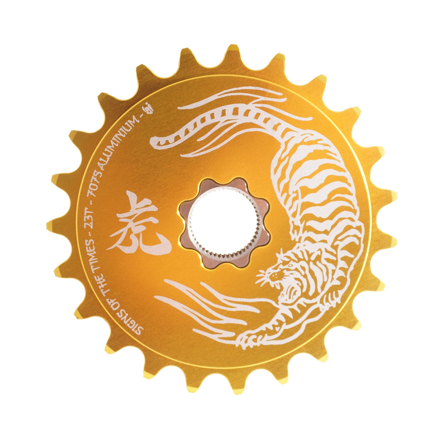 IGI Tiger (Signs Of The Times) AL/Titanium Spline Drive 19mm Kettenblatt / Sprocket Gold